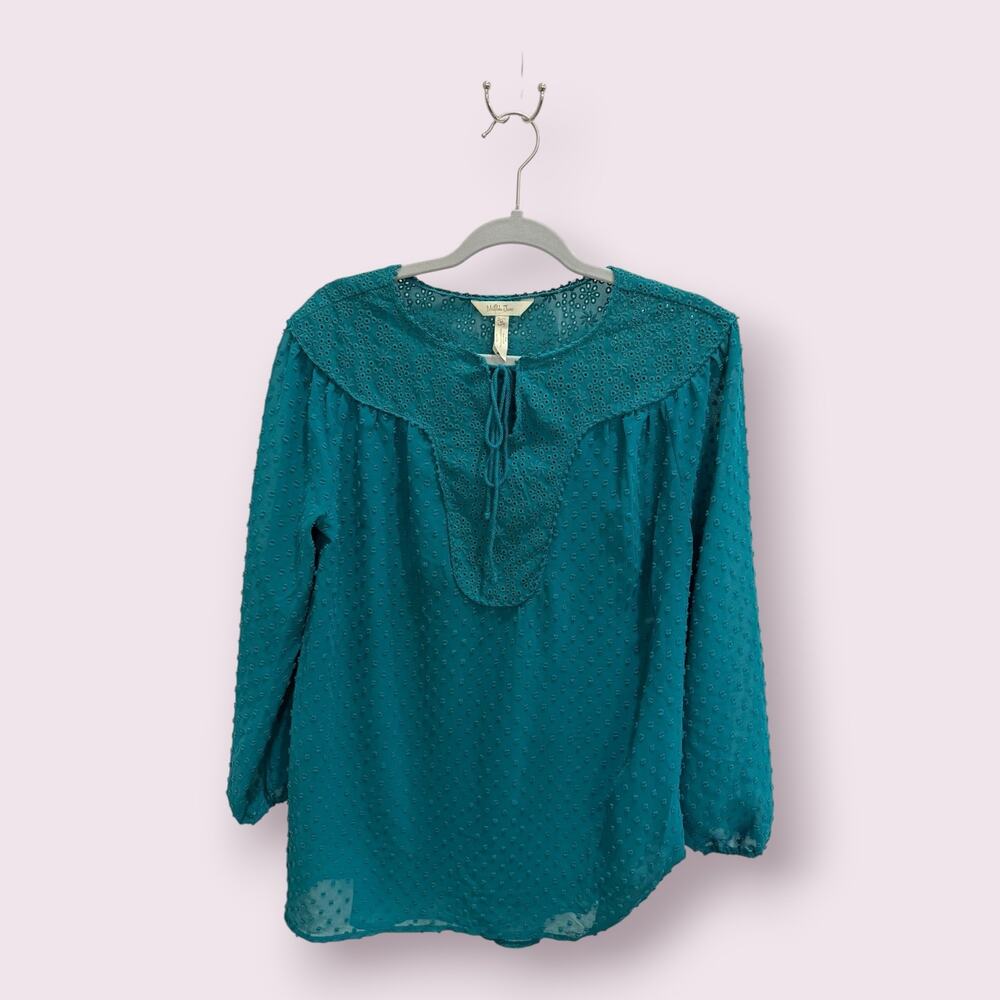 MATILDA JANE Womens Top Charisma Blouse Swiss Dot Peasant (Excellent) 22629T